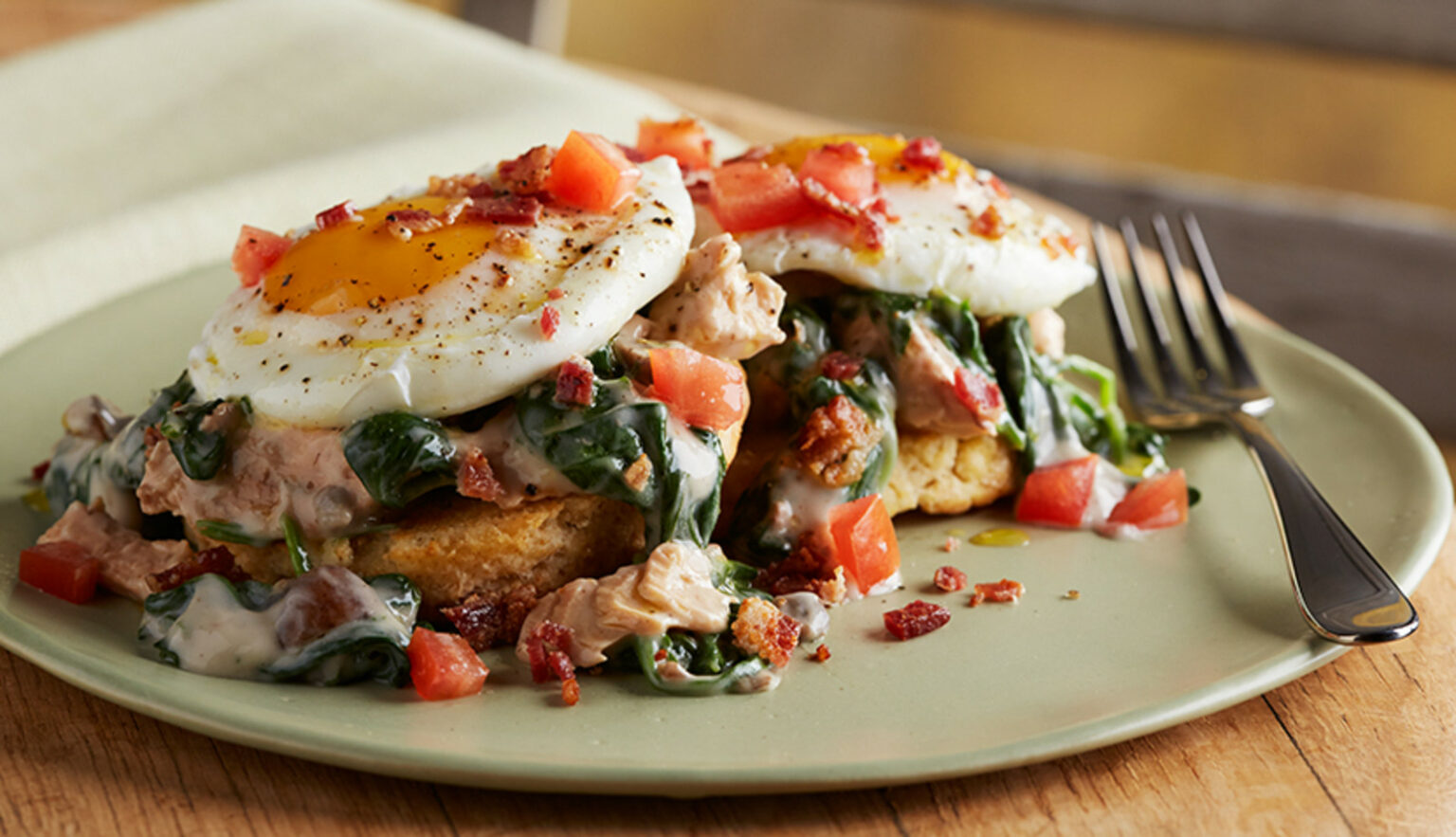 Wild Alaska Salmon, Spinach, and Bacon Benedict • Seafood Nutrition ...